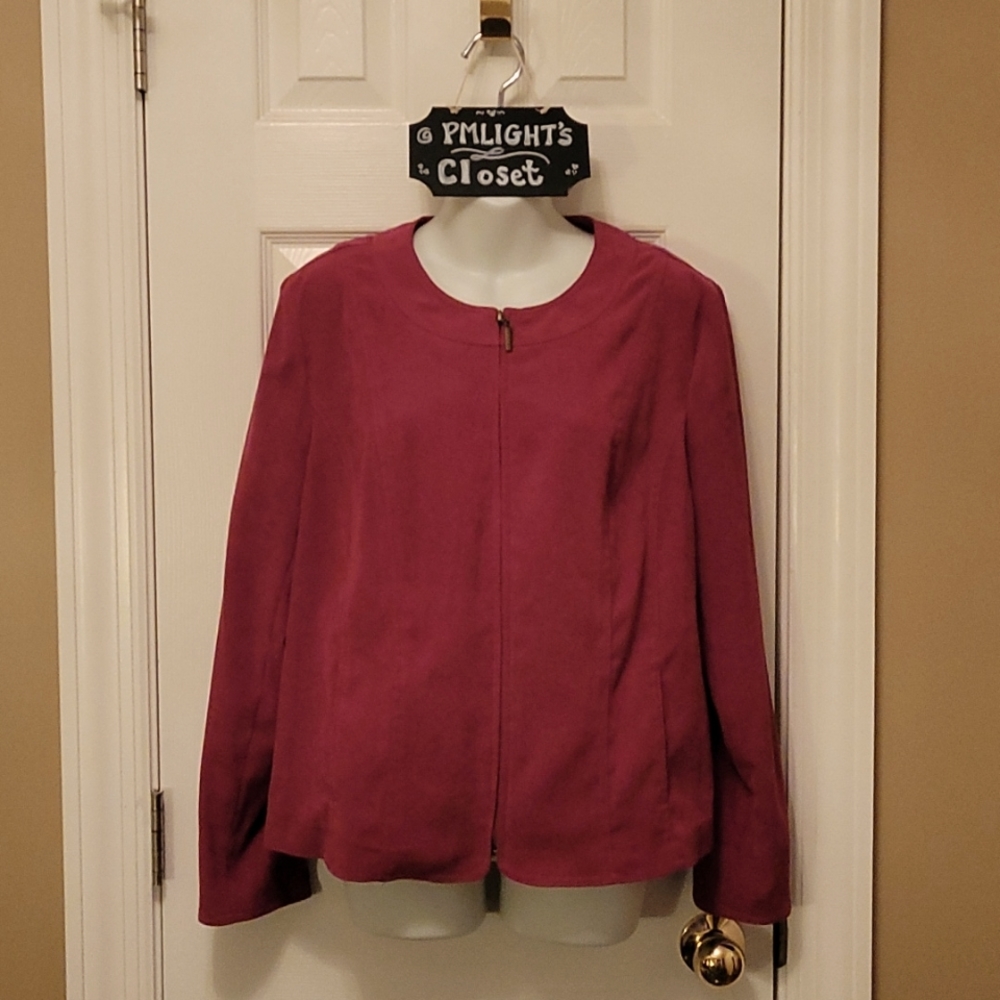 JM Collection Jacket 16 Petite Plum Zipper